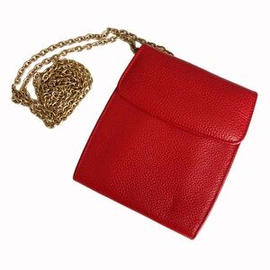 Vintage Coach Bag Wallet on Chain Belt Bag Red Caviar Leather Made in Italy HTF